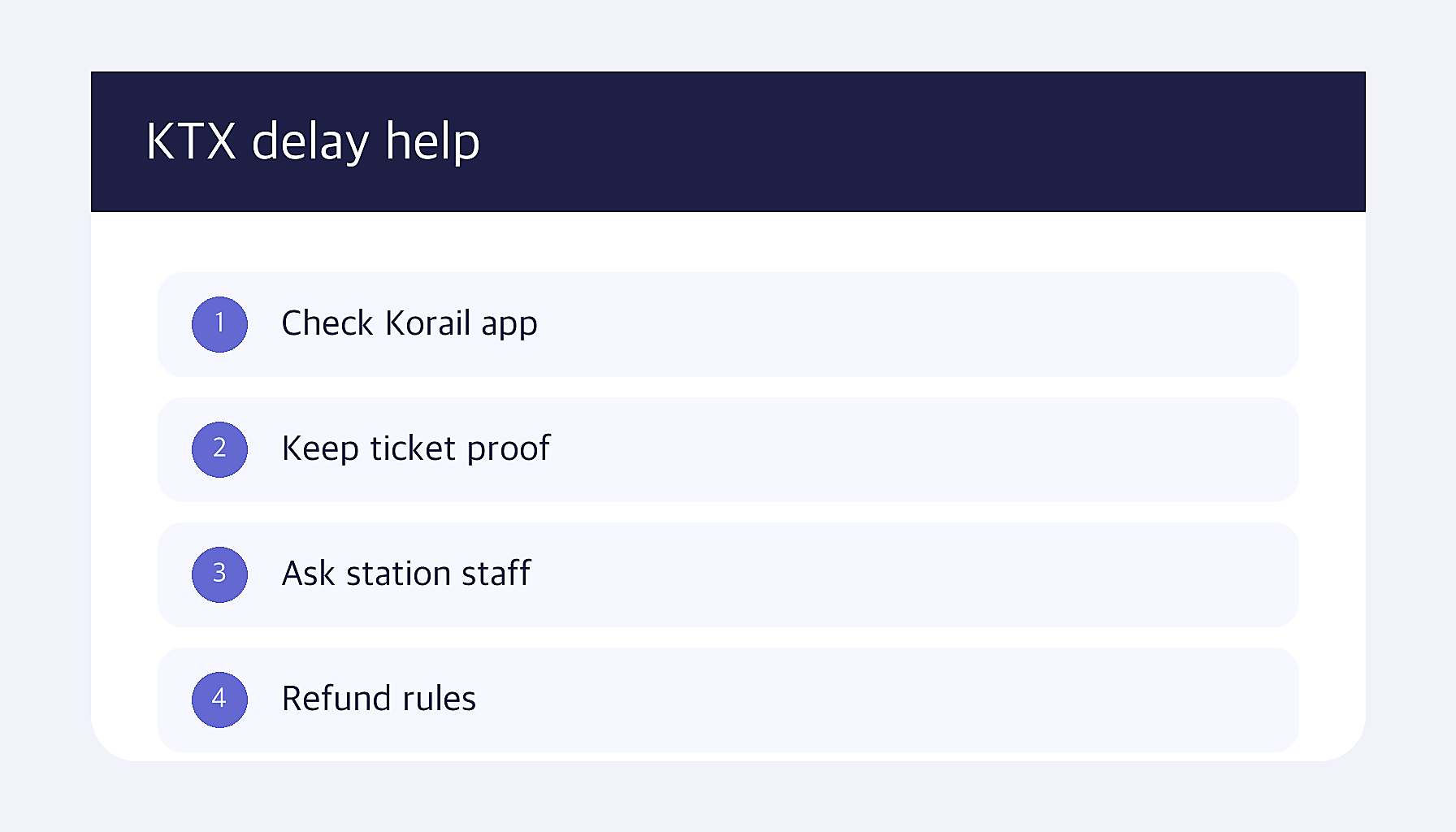 KTX train cancelled or delayed in Korea checklist