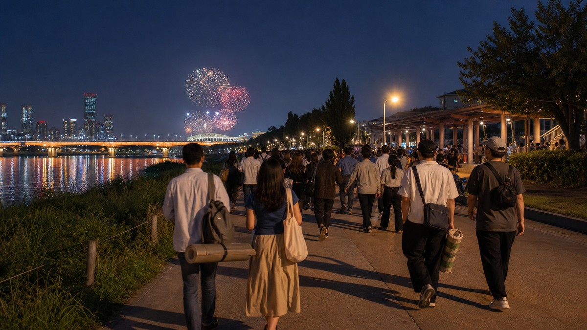 Seoul fireworks festival last train and getting home 2026 Han River visitors walking toward city transport