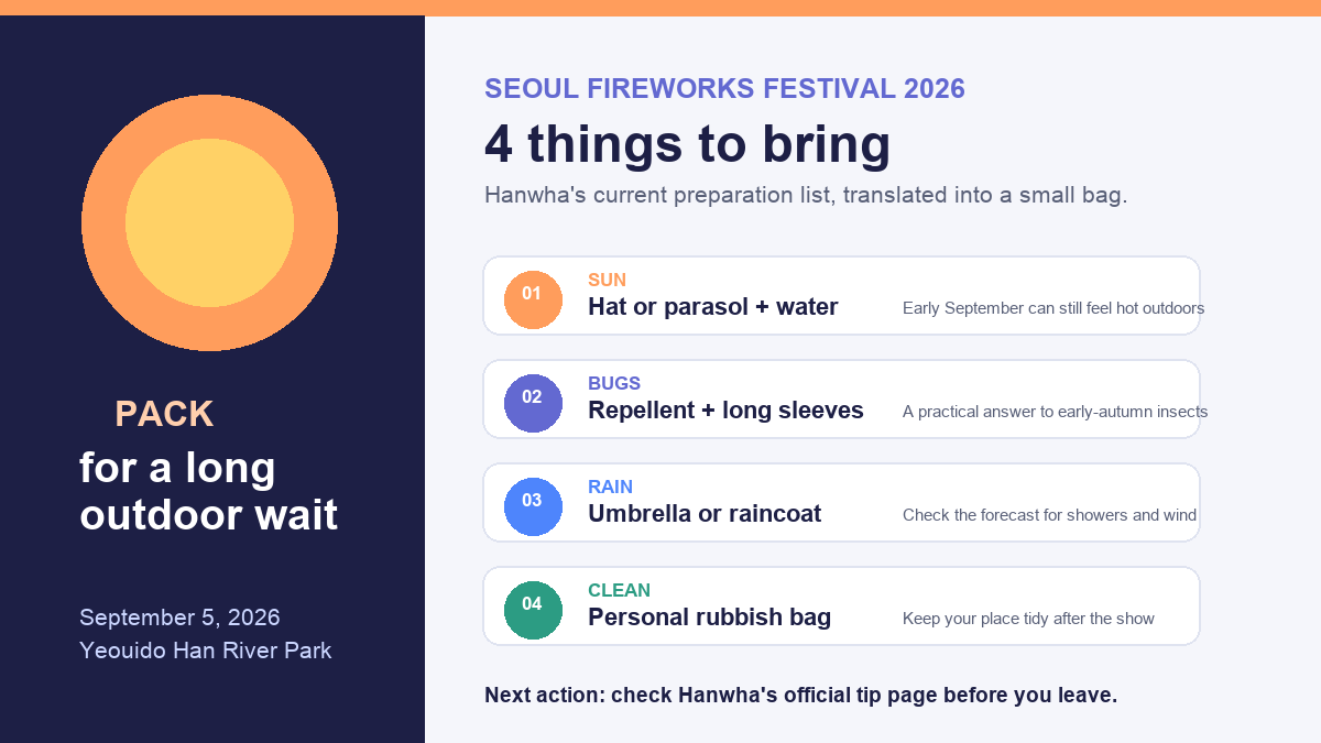 Seoul fireworks festival what to bring 2026 infographic with four official preparation items