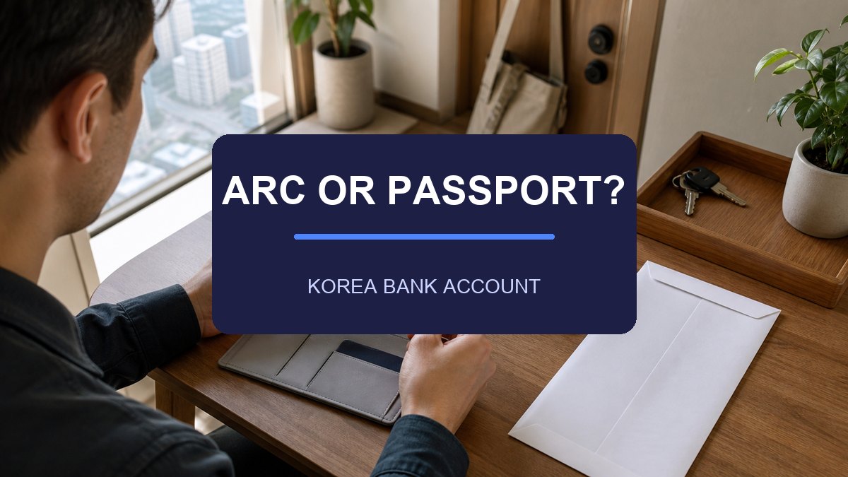 Korean bank account without ARC 2026 traveler preparing documents at home