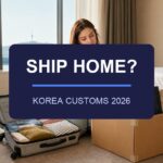 Korean purchases shipped home with suitcase and shipping box