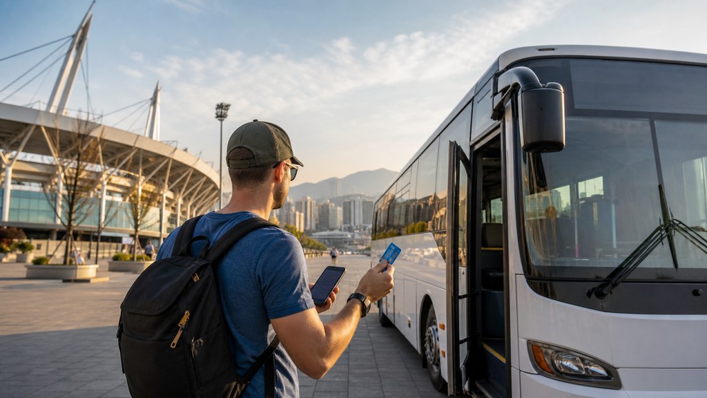Daegu World Masters 2026 opening ceremony shuttle scene with an international visitor near Daegu Stadium
