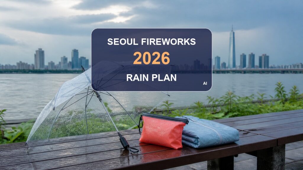 Seoul fireworks festival weather cancellation 2026 thumbnail with a rain-ready Han River viewing scene