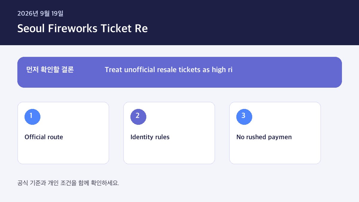 Seoul fireworks festival ticket resale 2026 — official planning points infographic