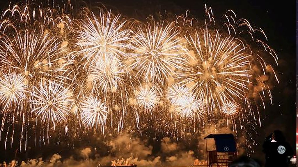 how to get to Gwangalli Beach for Busan Fireworks Festival: Busan waterfront fireworks display reference image from another local festival